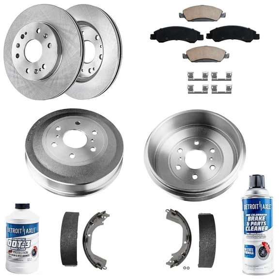 Detroit Axle - Brake Kit for 2009-2013 Chevrolet Silverado GMC Sierra 1500 Front Disc Brake Rotors Ceramic Brakes Pads 2010 2011 2012 Rear Brake Drums Brake Shoes Replacement