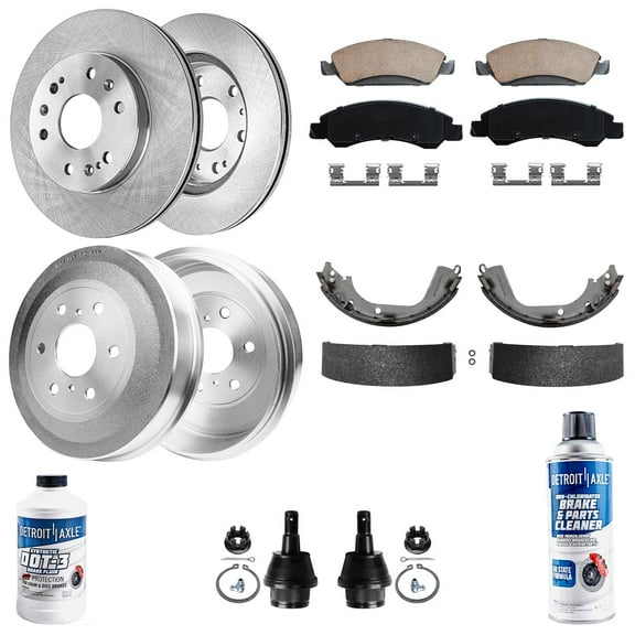 Detroit Axle - Brake Kit for 2009-2013 Chevy GMC Silverado Sierra 1500 Front Disc Brake Rotors Ceramic Brakes Pads Rear Brake Drums Brake Shoes Ball Joints Replacement