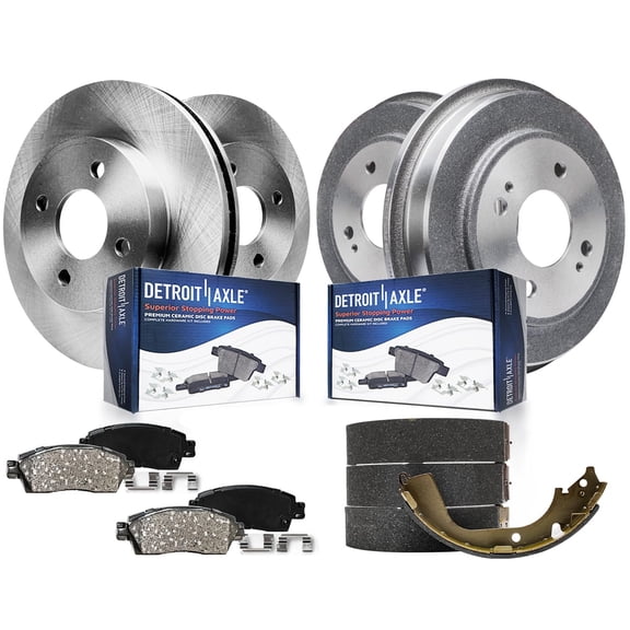 Detroit Axle - Brake Kit for 2009-2013 Honda Fit Front Brake Rotors Ceramic Brakes Pads Rear Brake Drums Brake Shoes 2010 2011 2012 Replacement : 10.32 inch Front Rotors