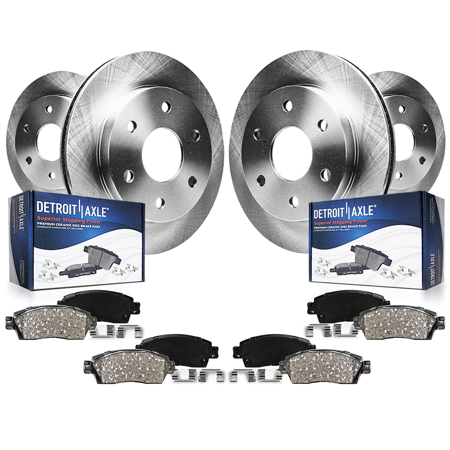 Detroit Axle - Brake Kit for 2010-2016 Cadillac SRX Saab 9-4X Disc Brake Rotors Ceramic Brakes Pads 2010 2011 2012 2013 2014 2015 2016 Replacement Front Rear Kit