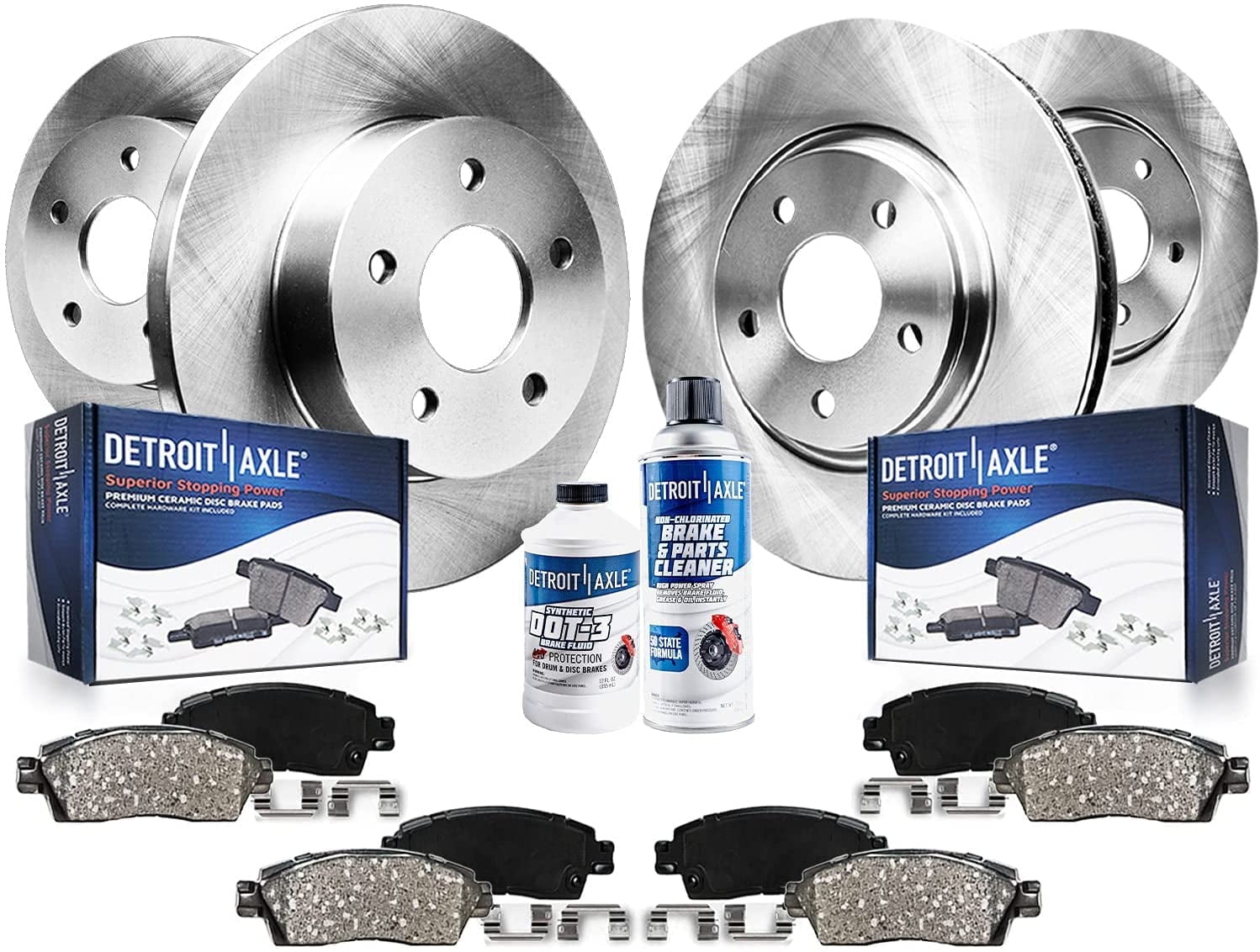 Detroit Axle - Brake Kit for 2011-2014 Honda Odyssey Disc Brake Rotors 2011 2012 2013 2014 Ceramic Brakes Pads, Front and Rear Replacement Brakes and Rotors