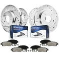 thumbnail image 1 of Detroit Axle - Brake Kit for 2011-2015 Hyundai Sonata Kia Optima Drilled & Slotted Brake Rotors and Ceramic Brakes Pads 2012 2013 2014 Front and Rear Replacement: 11.81'' Front Rotors, 1 of 10