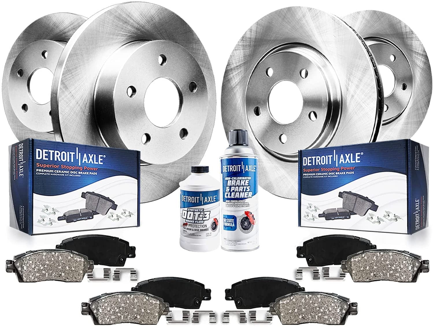 Detroit Axle - Brake Kit for 2011-2020 Dodge Durango 11-18 Jeep Grand Cherokee Replacement 2011 2012 2013 2014 2015 2016 2017 2018 Disc Brakes Rotors Brake Pads : 12.99'' inch Front & Rear Rotors