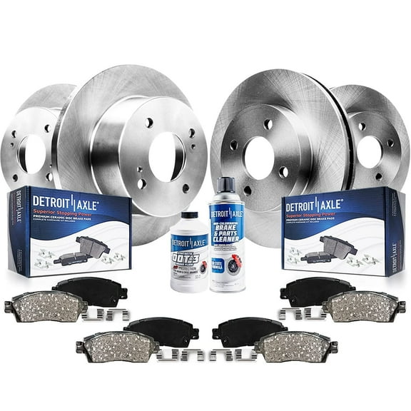 Detroit Axle - Brake Kit for 2012 2013 2014 2015 2016 2017 Hyundai Accent Kia Rio, Brake Rotors Ceramic Brakes Pads Replacement: 10.08" Front & 10.31" Rear