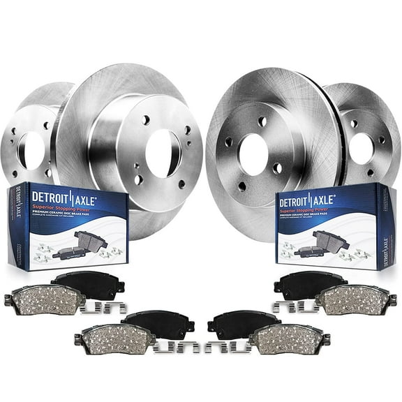 Detroit Axle - Brake Kit for 2012-2017 Hyundai Accent Kia Rio (LX/EX) 10.08" Front & 10.32" Rear Disc Brake Rotors Ceramic Brakes Pads 2013 2014 2015 2016 Replacement