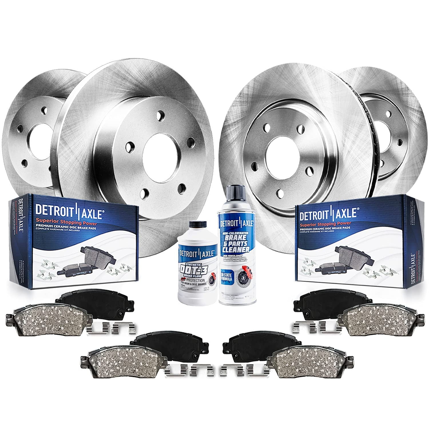 Detroit Axle - Brake Kit for 2012-2018 Ford Focus Brake Rotors Ceramic Brakes Pads 2012 2013 2014 2015 2016 2017 2018 Replacement: 10.94" inch Front and 10.67" inch Rear Rotors
