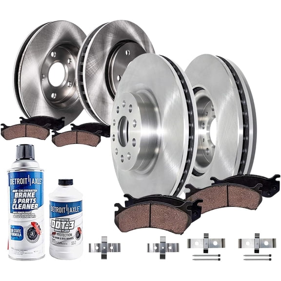 Detroit Axle - Brake Kit for 2014 Cadillac CTS [V; Sedan] Disc Brakes Rotors Ceramic Brake Pads Replacement : 13.58" inch Front and 14.37" inch Rear Rotor
