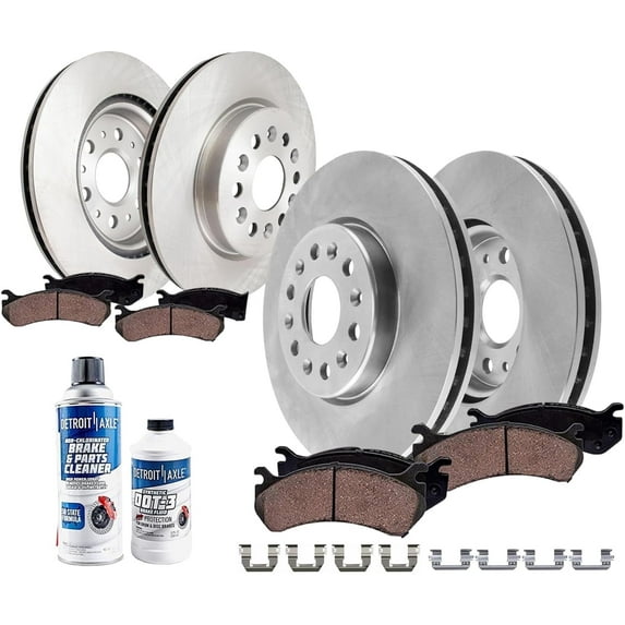 Detroit Axle - Brake Kit for 2018-2019 Buick Enclave 2017-2020 Cadillac XT5, Disc Brake Rotors Ceramic Brakes Pads Replacement: 13.58" inch Front and 12.40" inch Rear Rotor