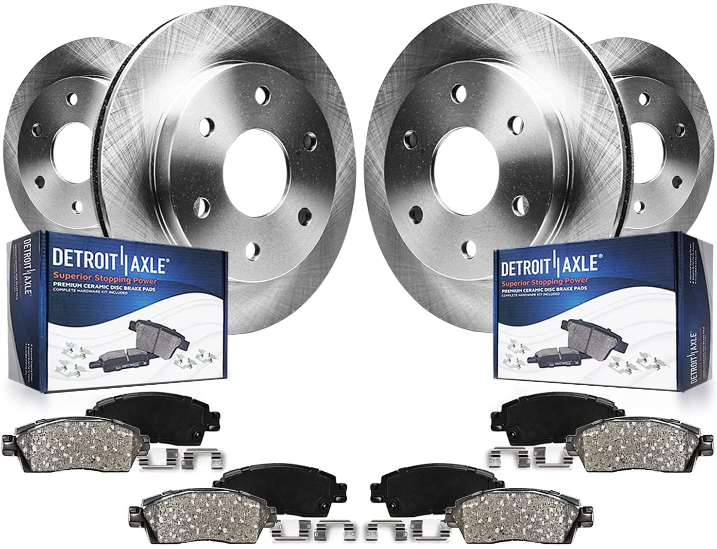 Detroit Axle - Brake Kit for 4WD 2004-2008 Ford F-150 Lincoln Mark LT Disc Brake Rotors 2004 2005 2006 2007 2008 Ceramic Brakes Pads Front and Rear Replacement 6-Lug