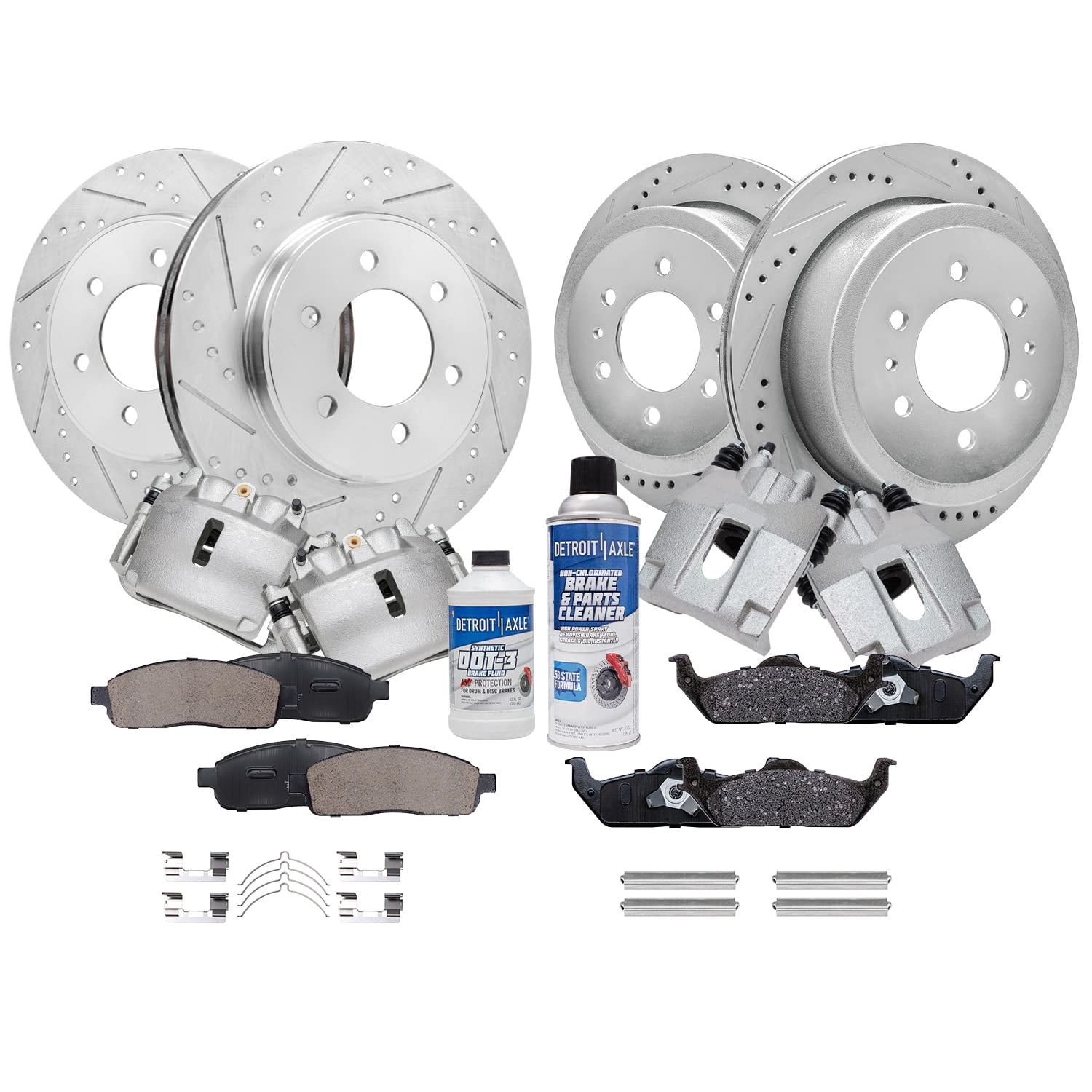 4WD Front Rear Rotors Calipers Brake Pads for Ford F-150 Lincoln