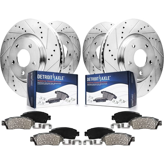 Detroit Axle - Brake Kit for BMW 328i X1 xDrive, 12.30" inch Front and 11.81" inch Rear Drilled & Slotted Disc Brake Rotors Ceramic Brake Pads Replacement