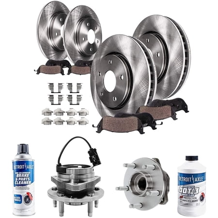 Detroit Axle - Brake Kit for Chevrolet Malibu Pontiac G6 Saturn Aura, Front Wheel Bearing Hubs Disc Brake Rotors Ceramic Brake Pads: 11.65" Front and 10.63" Rear Rotors