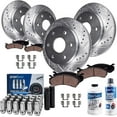 thumbnail image 1 of Detroit Axle - Brake Kit for Chevy Traverse GMC Acadia Buick Enclave Outlook Front & Rear Drilled & Slotted Brake Rotors Replacement Ceramic Brakes Pads 24pc Lug Nuts, 1 of 8