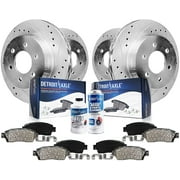 Detroit Axle - Brake Kit for Chevy Traverse GMC Acadia Limited Buick Enclave Saturn Outlook Front and Rear Drilled & Slotted Disc Brake Rotors Ceramic Brakes Pads Replacement 12.80'' Front Rotor
