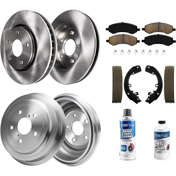 Detroit Axle - Brake Kit for Dodge Dakota Mitsubishi Raider Ram Dakota, 12.28" inch Front Disc Brakes Rotors Ceramic Brake Pads, Rear Brake Drums Brake Shoes Replacement