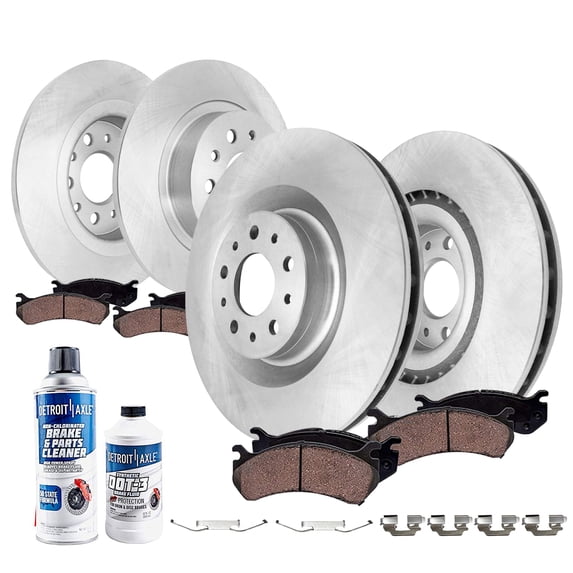 Detroit Axle - Brake Kit for Fiat 2014-2020 500L, 2015 2016 2017 2018 2019 Disc Brake Rotors Ceramic Brakes Pads Replacement : 12.01" inch Front and 10.39" inch Rear Rotor