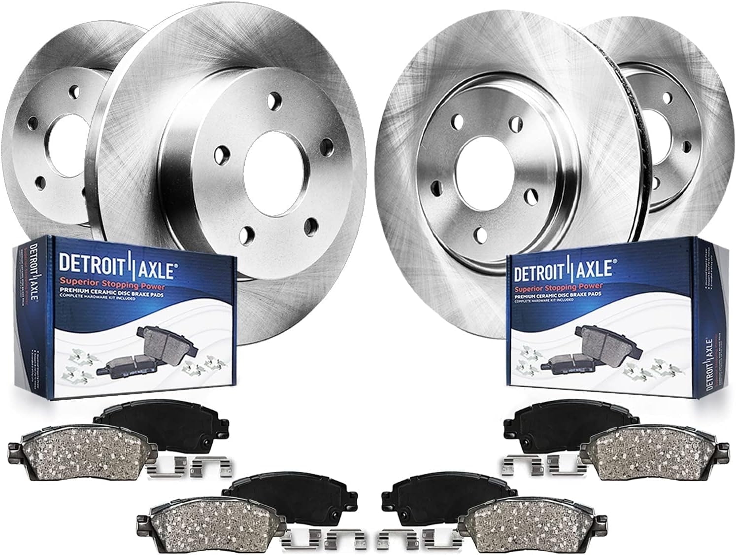Detroit Axle - Brake Kit for 2013-2016 Ford Fusion Lincoln MKZ, Disc Brake Rotors Ceramic Brakes Pads 2014 2015 : 11.81" inch Front and 11.89" inch Rear Rotors