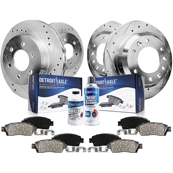 Detroit Axle - Brake Kit for Infiniti QX56 Nissan Armada Titan Drilled & Slotted Disc Brakes Rotors Ceramic Brake Pads Replacement: 12.60" inch Front and Rear Rotor