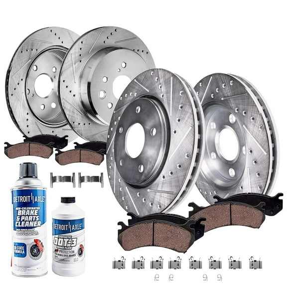 Detroit Axle - Brake Kit for Lexus GS350 IS350 IS200t RC350 GS200t GS450h IS300 RC200t RC300, 13.15" inch Front and 12.20" inch Rear Drilled and Slotted Disc Brakes Rotors Ceramic Brake Pads