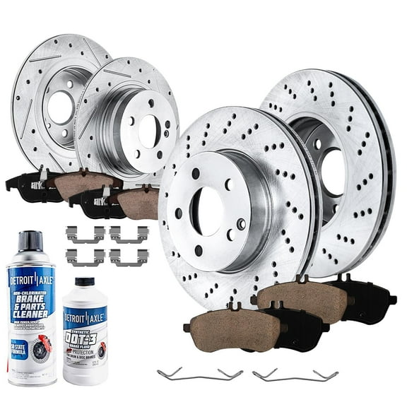 Detroit Axle - Brake Kit for Mercedes-Benz C230 C250 C300 Brakes Rotors and Ceramic Brake Pads Front & Rear Replacement Fits select: 2008-2009,2012 MERCEDES-BENZ C 300 4MATIC