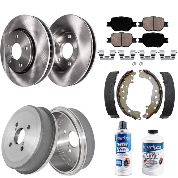 Detroit Axle - Brake Kit for Rear Drum Brakes 02-05 Toyota Celica Front Brakes Rotors Ceramic Brake Pads 2002 2003 2004 2005 Rear Brake Drums Semi-metallic Brake Shoes Replacement