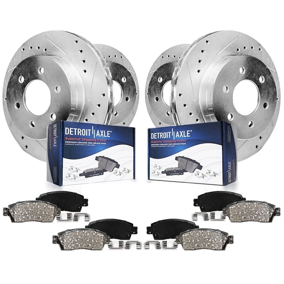 Detroit Axle - Brake Kit for GMC Chevrolet Sierra Suburban Silverado Avalanche 1500 Escalade, Brakes Rotors Ceramic Brake Pads Replacement: 12 inch Front 12.99 inch Rear Rotors