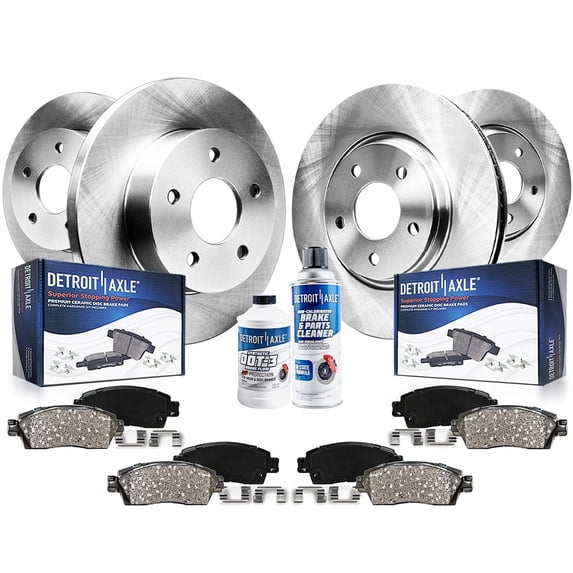 Detroit Axle - Brake Kit forc Volkswagen 1999-2006 Golf Beetle Jetta Replacement 11.02" Front & 9.13" Rear Disc Brake Rotors Ceramic Brakes Pads