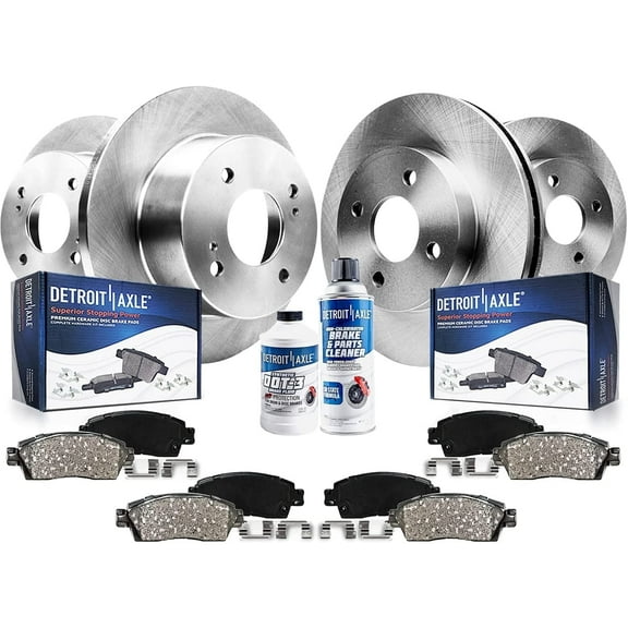 Detroit Axle - Brake Kit for 2.3L 1998-02 Honda Accord 98-99 CL Disc Brake Rotors 1998 1999 2000 2001 2002 Ceramic Brakes Pads Front & Rear Replacement