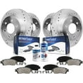 thumbnail image 1 of Detroit Axle - Brake Kit for 2010-2016 Cadillac SRX, 2011 Saab 9-4X Drilled & Slotted Brake Rotors and Ceramic Brakes Pads 2012 2013 2014 2015 Front and Rear Replacement, 1 of 5