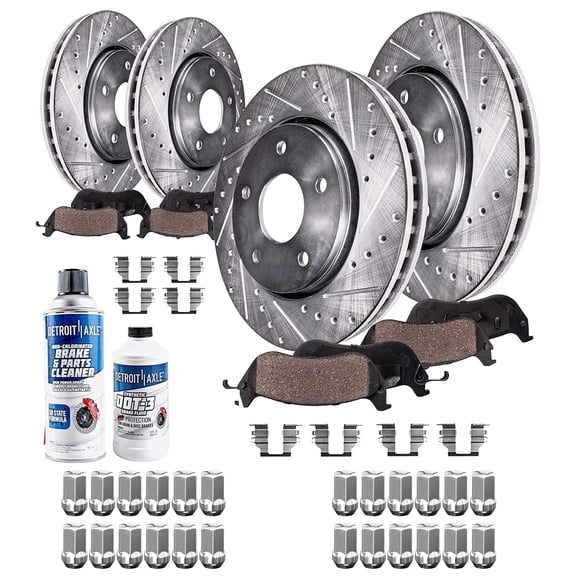 Detroit Axle - Brake Kit for 2012-2018 Ram 1500 Front & Rear 5-Lug Drilled Brakes Rotors Brake Pads