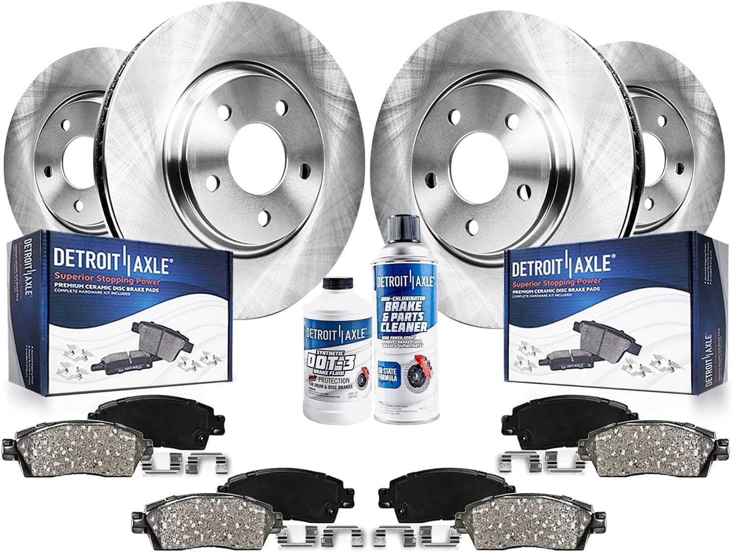Detroit Axle - Brake Kit for 2014-2020 Nissan Rogue 2017-2022 Rogue Sport, Disc Brake Rotors Ceramic Brakes Pads w/o Third Row Seating Front and Rear 2015 2016 2018 2019 2020 2021 Replacement