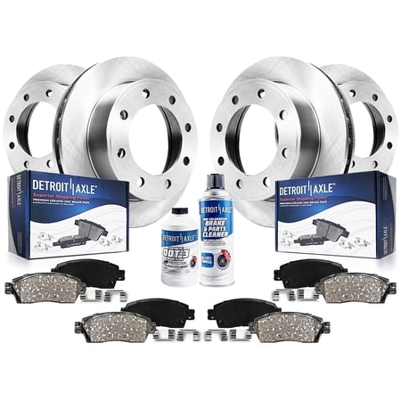 Detroit Axle - Brake Kit for Chevy GMC Avalanche Suburban Yukon XL 2500, Silverado Sierra 2500 3500 HD, Front Rear Disc Brake Rotors Replacement Ceramic Brake Pads: 12.80" inch Front 12.99" inch Rear