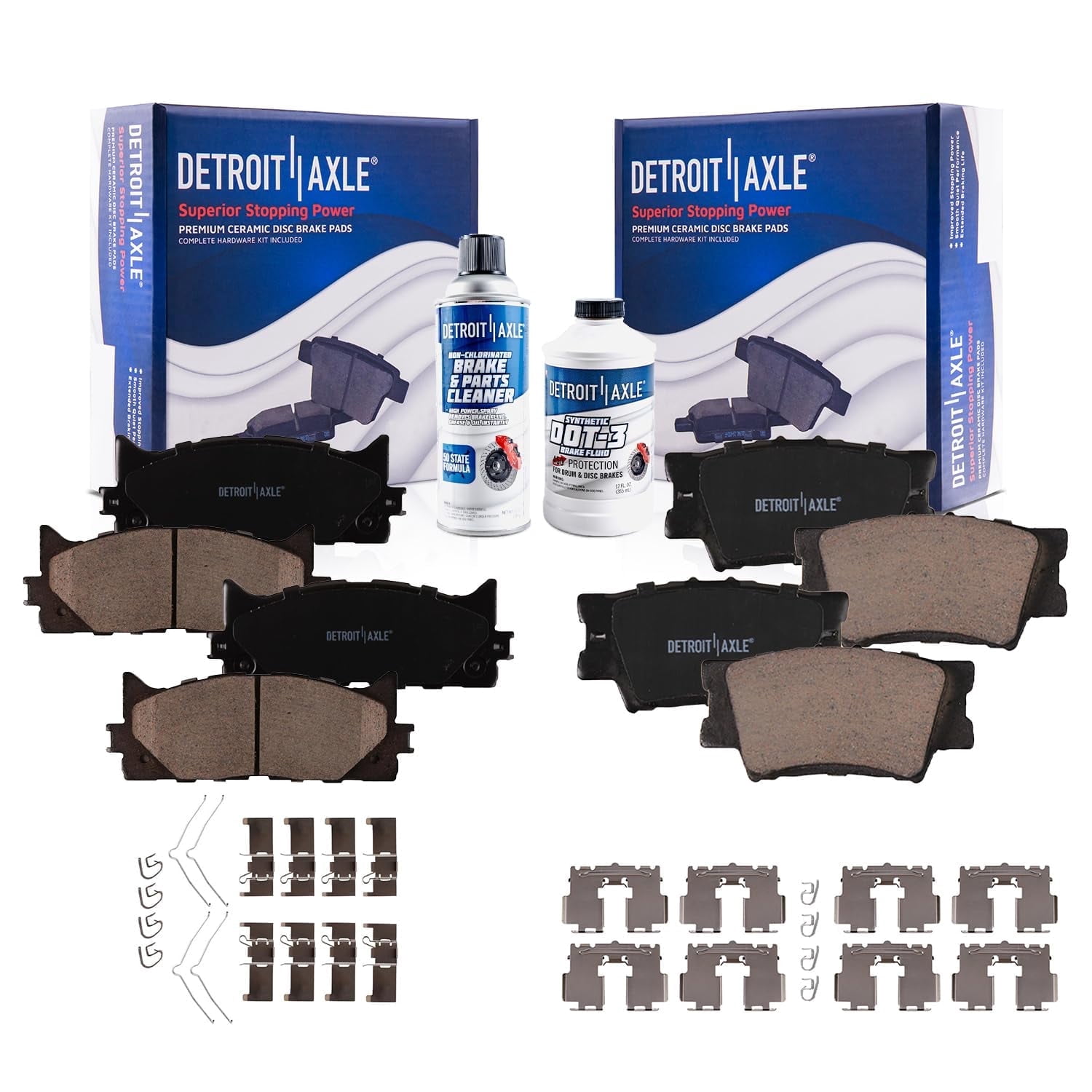Detroit Axle - Brake Pads for 07-17 Toyota Camry 08-18 Avalon Lexus ES300h, 07-18 ES350, 4 Ceramic Brake Pads Front and Rear Replacement