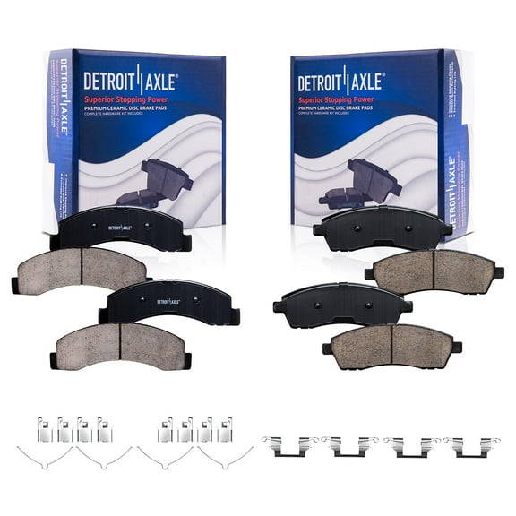 Detroit Axle - Brake Pads 2000-2005 Ford Excursion, 1999-2004 Ford F-250 F-350 Super Duty 4pc Front and Rear Ceramic Brake Pads Set Replacement
