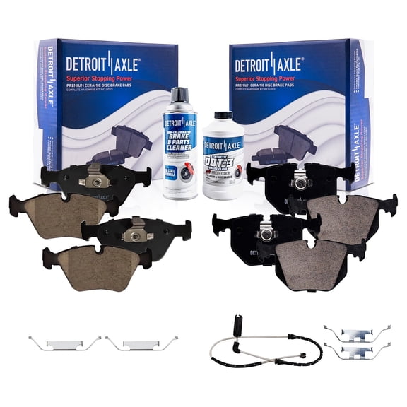 Detroit Axle - Brake Pads for 2001-2005 BMW 330i 330xi, 2001-2006 330Ci, 2004-2010 X3, Front and Rear Ceramic Brake Pads with Hardware Replacement