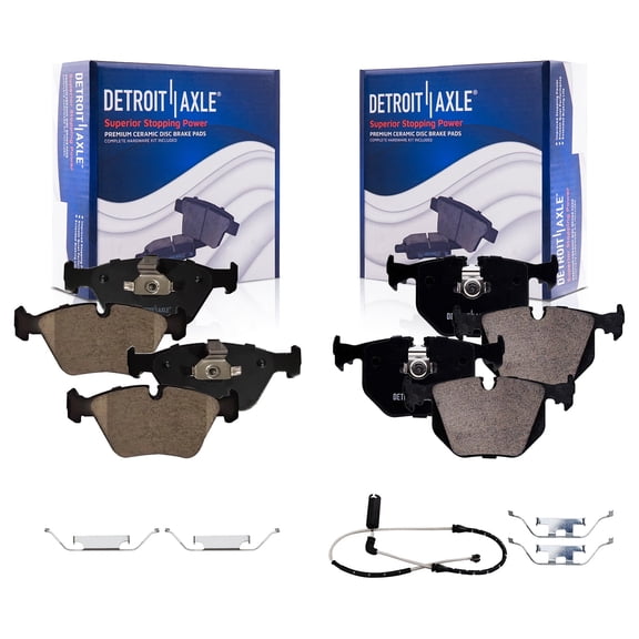 Detroit Axle - Brake Pads for 2001-2006 BMW 330Ci 2001-2005 330i 330xi 2004-2010 X3 Ceramic Brake Pads w/ Hardware Front and Rear Replacement