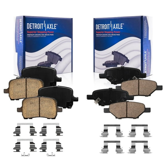 Detroit Axle - 4pc Front and Rear Ceramic Brake Pads with Hardware for Chevrolet Malibu Pontiac G6 Saturn Aura