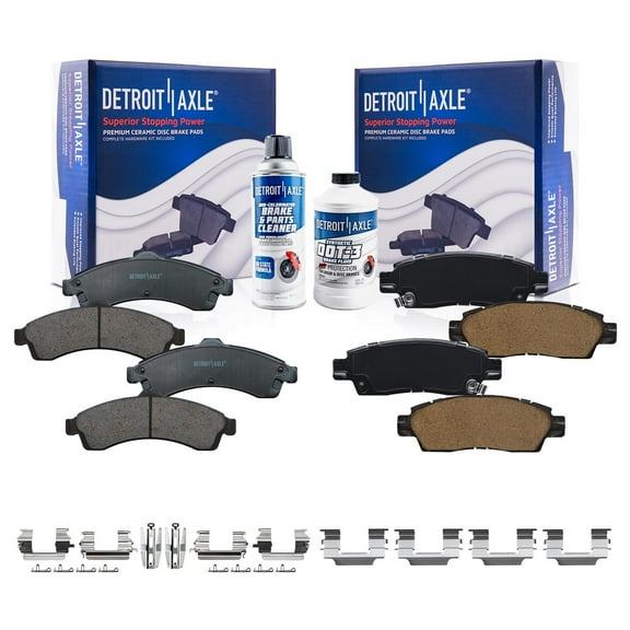Detroit Axle - Brake Pads for Chevy Trailblazer EXT GMC Envoy XL XUV Buick Rainier Isuzu Ascender Olds Bravada Saab 9-7x, Ceramic Brake Pads w/ HardwareFront & Rear Replacement