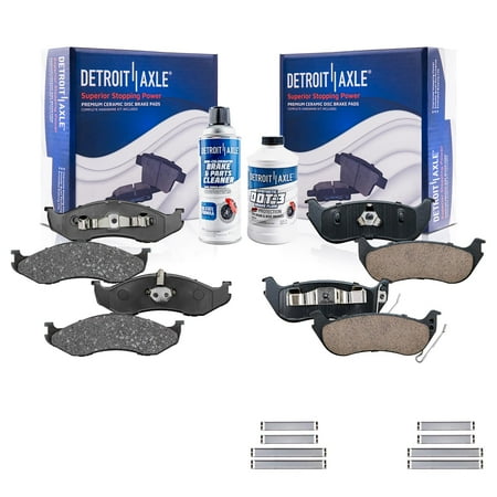 Detroit Axle - Brake Pads for 03-06 Jeep Wrangler TJ, Front and Rear Brake Pads with Hardware 2003 2004 2005 2006 Replacement