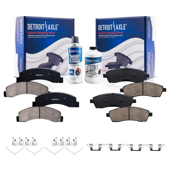 Detroit Axle - Brake Pads for Ford 2000-2005 Excursion 1999-2004 F-250 F-350 Super Duty, Ceramic Brake Pads w/ Hardware 2000 2001 2002 2003 Replacement