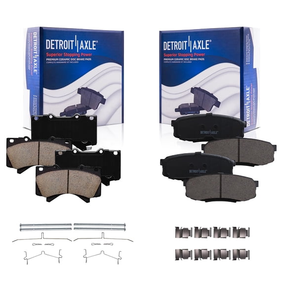 Detroit Axle - Brake Pads for 2008-2021 Lexus LX570 Toyota Land Cruiser Sequoia Tundra, 4pc Front and Rear Ceramic Brake Pads Set Replacement