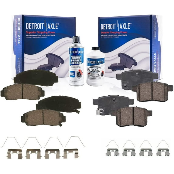 Detroit Axle - Brake Pads for 2011-2012 Honda Accord, 2011-2014 TSX, Ceramic Brake Pads w/Hardware Front and Rear Replacement