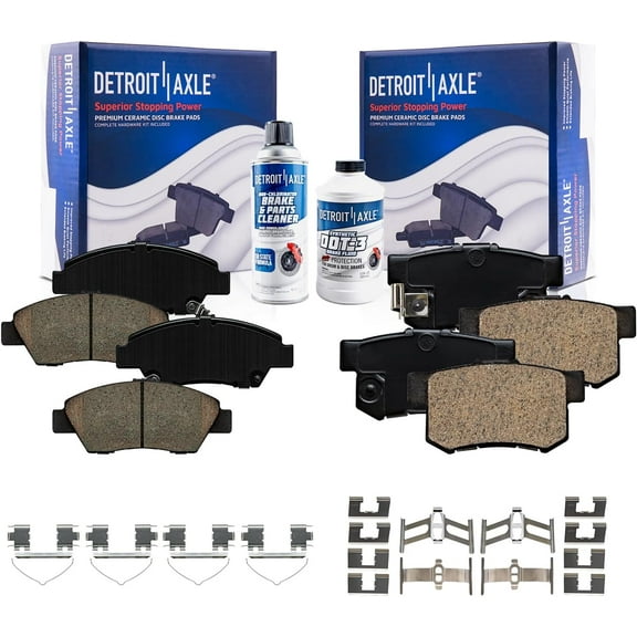Detroit Axle - Brake Pads for 2011-2015 Honda CR-Z Front and Rear Ceramic Brakes Pads with Hardware 2012 2013 2014 Replacement