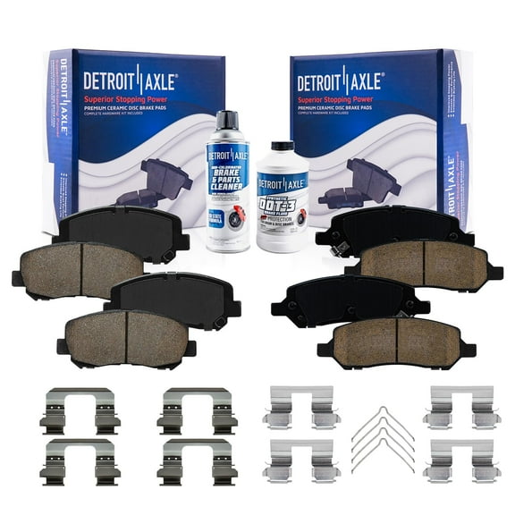Detroit Axle - Brake Pads for 2013-2016 Dodge Dart, Front and Rear Ceramic Brake Pads w/Hardware 2013 2014 2015 2016 Replacement