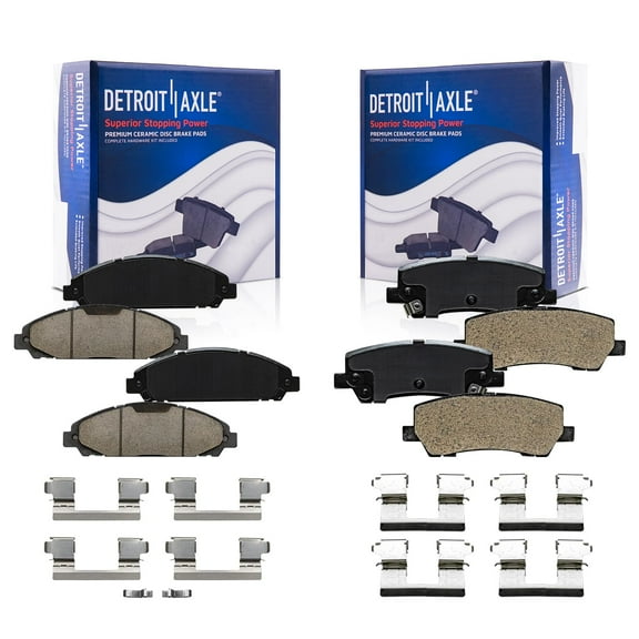 Detroit Axle - Brake Pads for 2015-2018 Ford Mustang 2016 2017 Ceramic Brake Pads w/Hardware Front and Rear Replacement