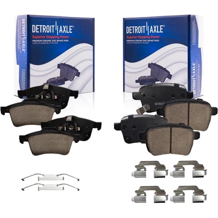 Detroit Axle - Brake Pads for Fiat 14-20 500L Ceramic Brake Pads with Hardware Front and Rear 2014 2015 2016 2017 2018 2019 2020 Replacement