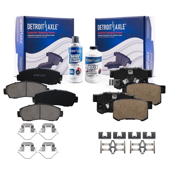 Detroit Axle - Brake Pads for 2012-2016 Honda CR-V 2012-2015 Crosstour 2011 Accord Crosstour, Ceramic Brake Pads with Hardware Front & Rear Replacement