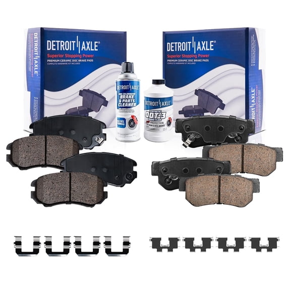 Detroit Axle - Brake Pads for Hyundai Elantra Sonata Tucson Kia Magentis Optima Sportage, Front and Rear Ceramic Brake Pads w/ Hardware Replacement