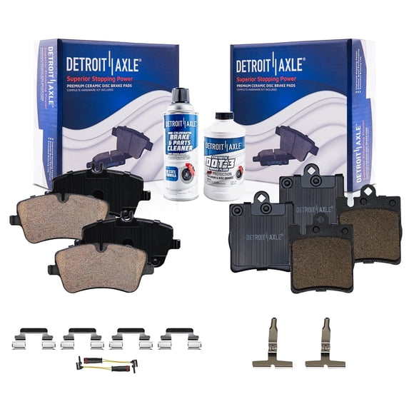 Detroit Axle - Front Rear Brake Pads for 2003-2004 Mercedes-Benz C230, 2003-2005 C240, 2006-2007 C280, 2001-2005 C320, 2006-2007 C350, 2003-2005 CLK320, 2006-2009 CLK350