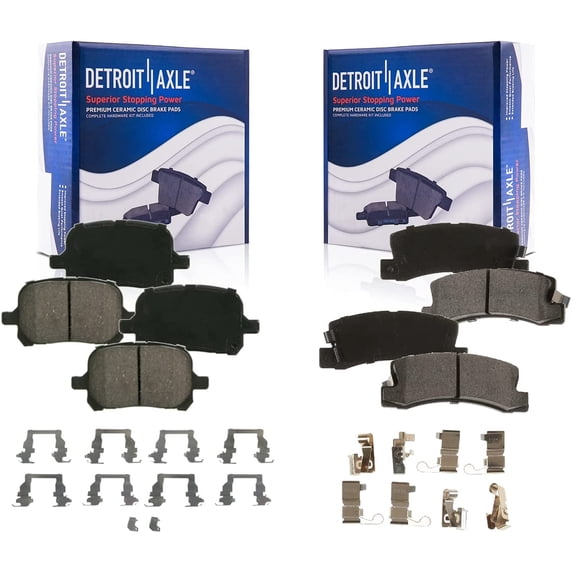 Detroit Axle - Brake Pads for Toyota Camry Solara Lexus ES300 RX300 Front and Rear Ceramic Brakes Pads Hardware Included